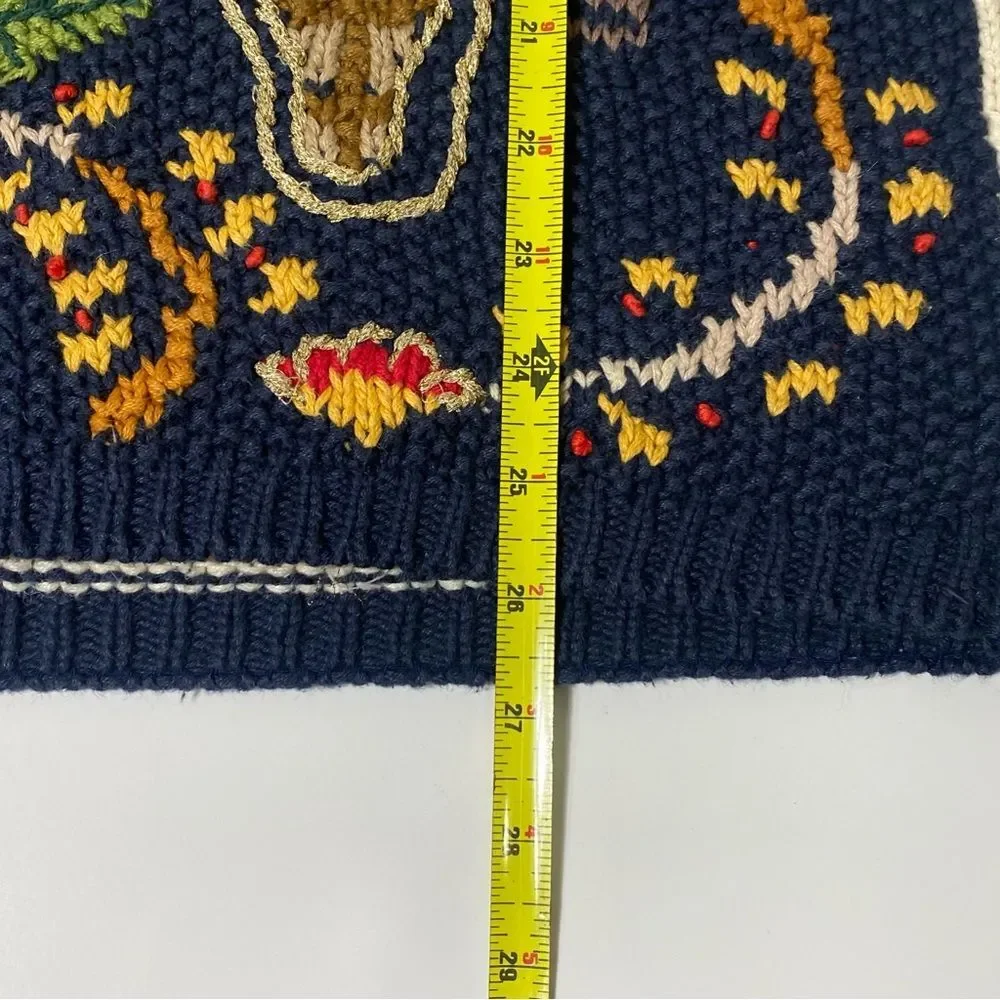 Vintage 1990's White Stag Fall Knit Patchwork Sweater Women's Size Small